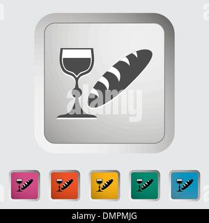 Bread and wine single icon. Stock Vector