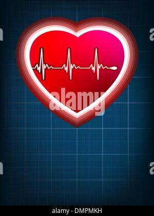 Abstract heart beats cardiogram on blue. EPS 8 Stock Vector