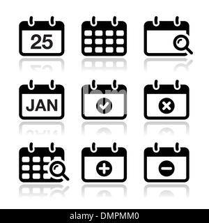 Calendar date vector icons set Stock Vector