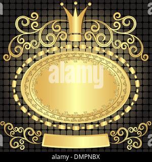 Vintage gold oval frame Stock Vector