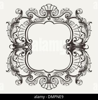 Elegant Baroque Ornate Curves Engraving Frame Stock Vector