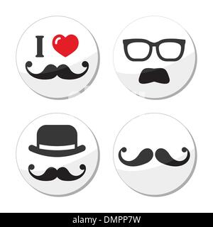 I love mustache / moustache icons set Stock Vector