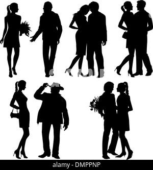 Silhouette set of romantic couple Stock Vector Image & Art - Alamy