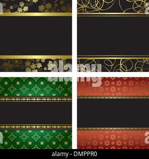 set - vector black card with golden frames Stock Vector