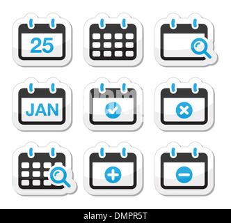Calendar date vector icons set Stock Vector