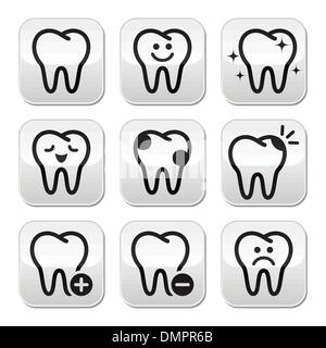 Tooth , teeth vector buttons set Stock Vector