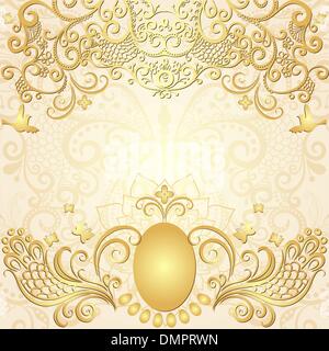Gold easter vintage frame Stock Vector