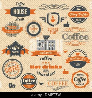 Vector Coffee Stamps and Label Design Backgrounds Stock Vector