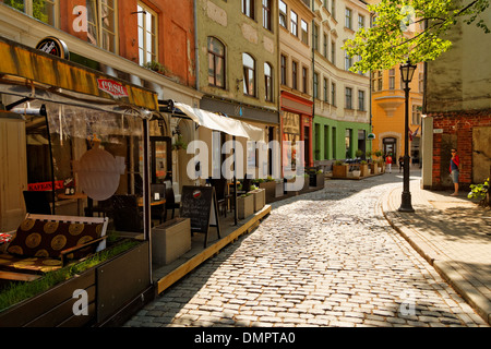The paved lane of old city in summer afternoon Stock Photo