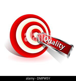 Quality Concept. Red dart hitting a target. Vector sign Stock Vector