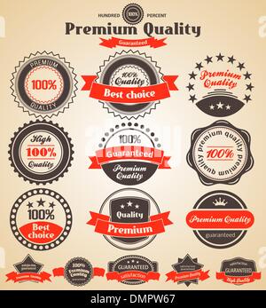 Premium Quality Labels. Design elements with retro vintage desig Stock Vector