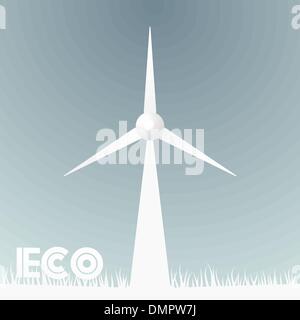 Abstract background with grass and windmill Stock Vector