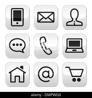 Contact web vector stroke buttons set Stock Vector