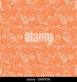 Seamless background, outline seashells Stock Vector