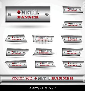 the abstract metallic banner set Stock Vector
