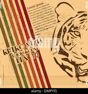 vintage paper background with tiger burnt paper Stock Vector