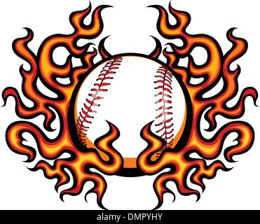 Baseball Template with Flames Vector Image Stock Vector