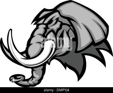 Elephant Vector. Vector head of mascot elephant head isolated on white.  black and white elephant logo designs concept, elephant face mascot logo  template 21514354 Vector Art at Vecteezy