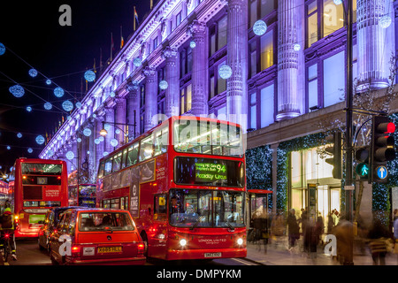 Selfridges Department Store and Oxford Street at Christmas, London, England Stock Photo