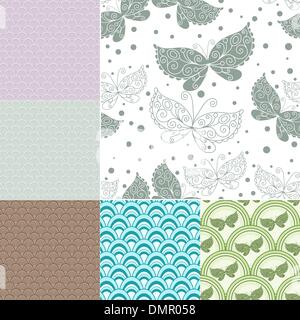 Collection seamless pastel patterns Stock Vector
