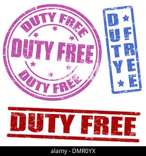 Set of duty free stamps Stock Vector