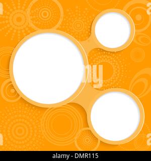 Whimsical orange background with round elements for information Stock Vector