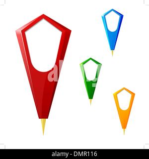 Set of  3D map pointers Stock Vector