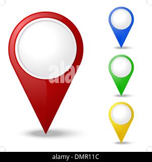 Set of round 3D map pointers Stock Vector