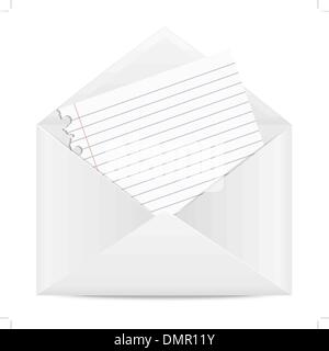 Envelope with a piece of paper from a school notebook Stock Vector