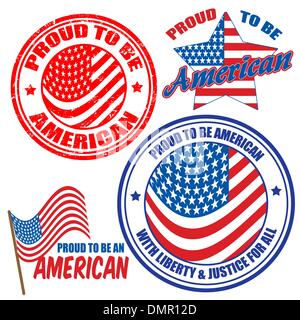 Proud to be american signs and stamps Stock Vector