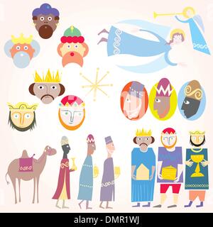 Three Wise men, three magi outline vector illustration for coloring ...