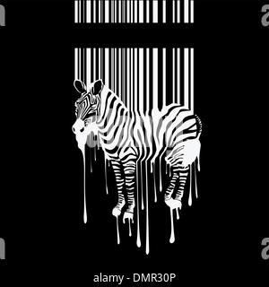 vector zebra silhouette with smudges barcode Stock Vector