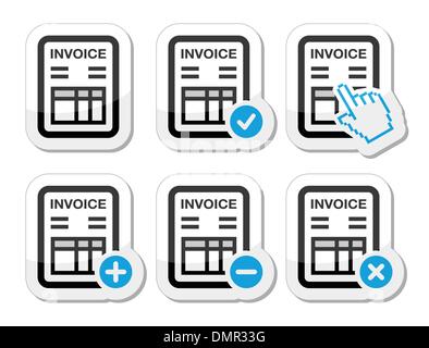 Invoice, finance vector icons set Stock Vector