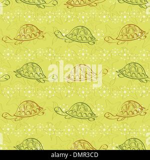 Seamless pattern, turtles and starfishes Stock Vector