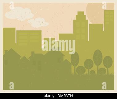 Green City Poster Stock Vector