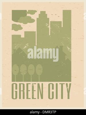 Green City Poster Stock Vector