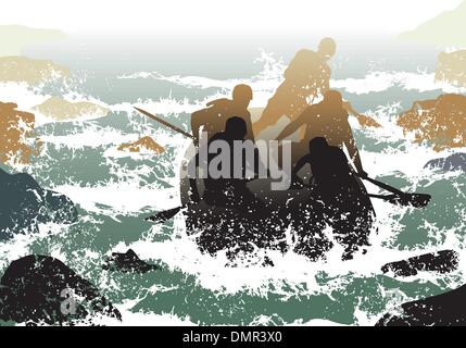 Whitewater rafting Stock Vector