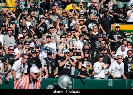 Raiders fans during game action on Sunday at the Oakland Coliseum in Oakland, Calif. The New York Jets defeated the Oakland Raiders 38-0. (Credit Image: © Konsta Goumenidis/Southcreek Global/ZUMApress.com) Stock Photo