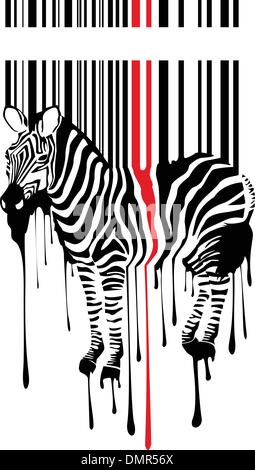the abstract vector zebra silhouette with barcode Stock Vector