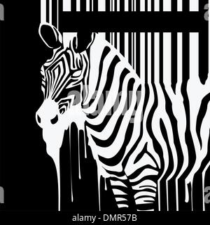 vector zebra silhouette with smudges barcode Stock Vector