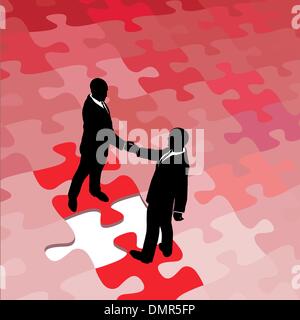 Business people agree on problem puzzle solution Stock Vector