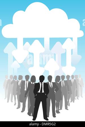 IT arrows connect business people cloud computing Stock Vector