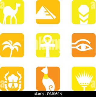 Egypt icons and design elements block isolated on white ( yellow, orange ) Stock Vector