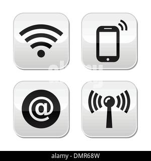 Wifi network, internet zone buttons set Stock Vector