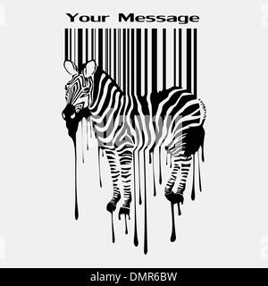 abstract vector zebra silhouette with barcode Stock Vector