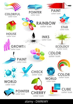 Design 3d color icon set. Design elements Stock Vector