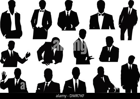 vector sillhouettes collection of businessmen Stock Vector