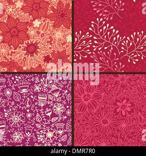 Set of four colorful floral patterns. Stock Vector