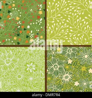 Set of four colorful floral patterns. Stock Vector