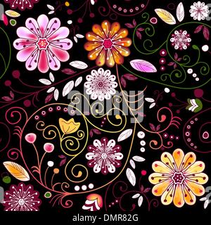 Seamless dark floral pattern Stock Vector
